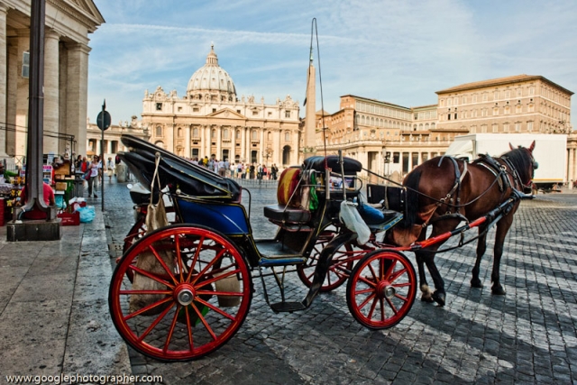 Horse Drawn Taxi Vatican Rome Italy Travel Photography